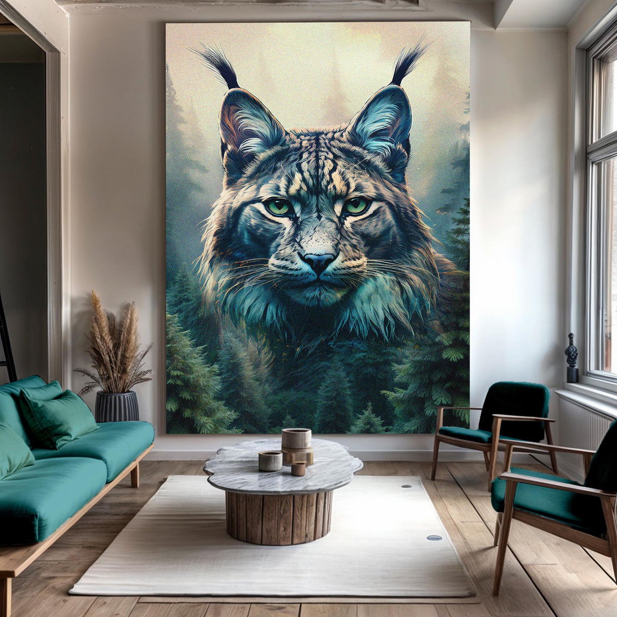 Lynx Double Exposure Wall Art