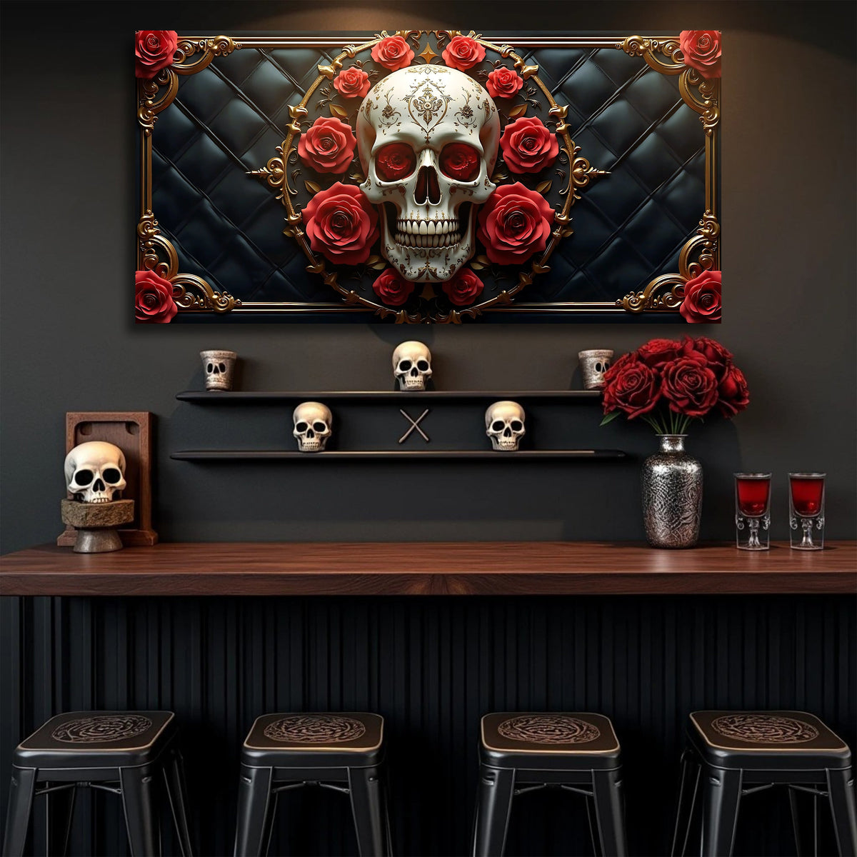 Rose and Skull Wall Art VII
