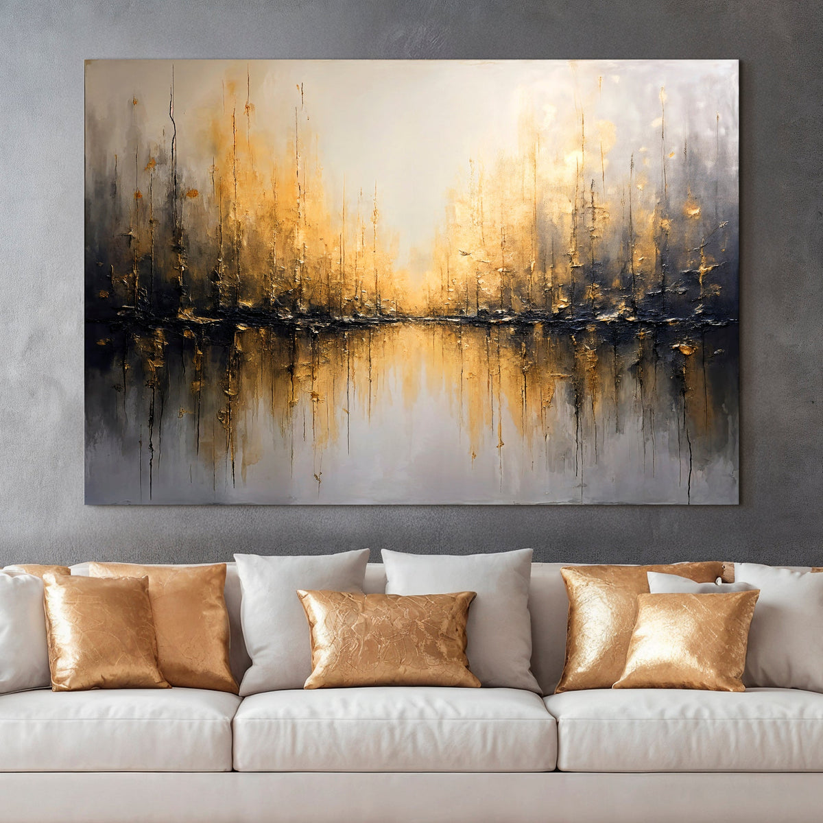 Golden Reflections Abstract Wall Art
