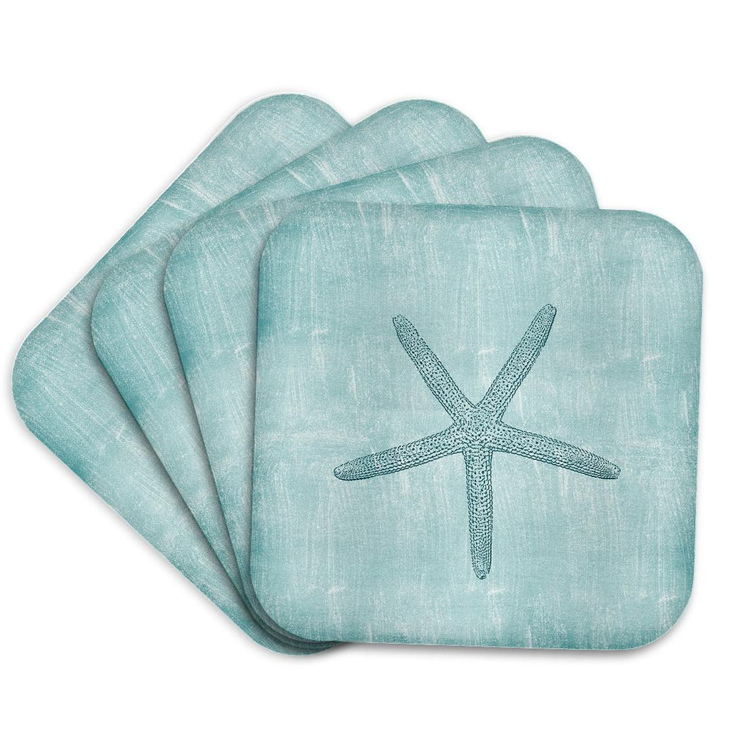 3dRose PS Beach - Aqua Starfish Abstract Beach Theme - Coasters (CST_178911)
