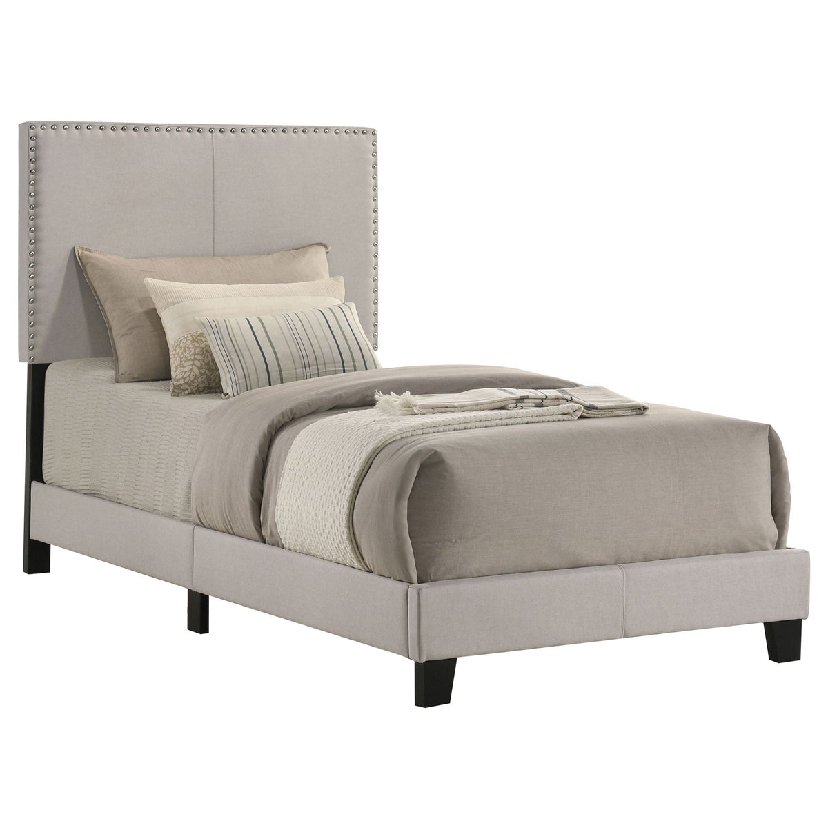 Boyd Upholstered Twin Panel Bed Ivory