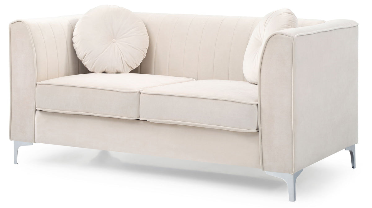 Glam Styled Micro Suede Loveseat with Channel Quilting - Multiple Colors