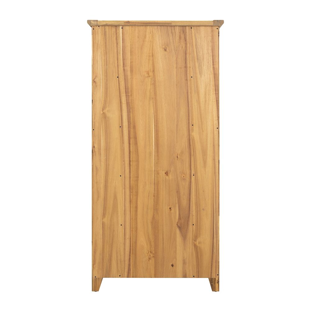 Natural Wood Standard Bookcase with Sturdy Solid Acacia Construction - Brown