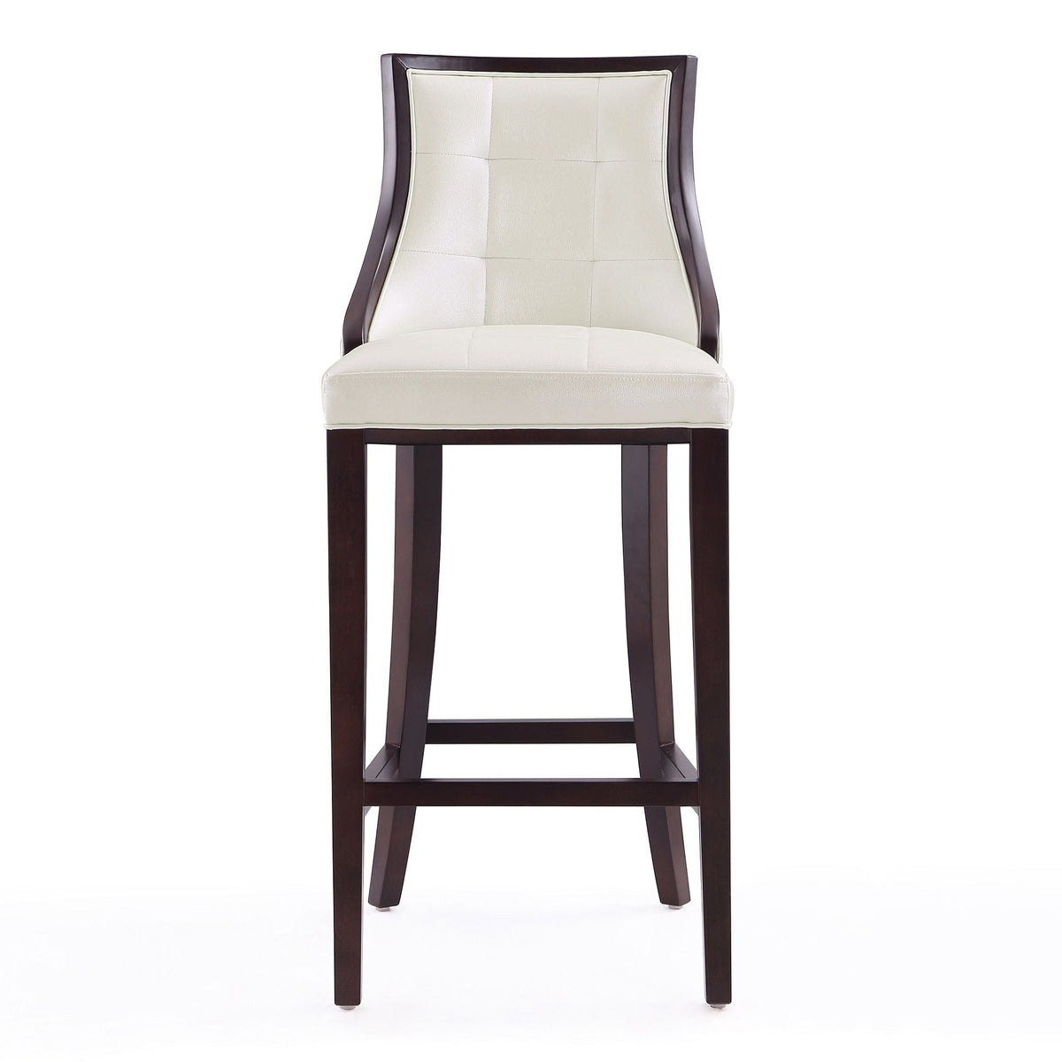 White Bar Height Stool with Solid Wood Frame - Traditional Design
