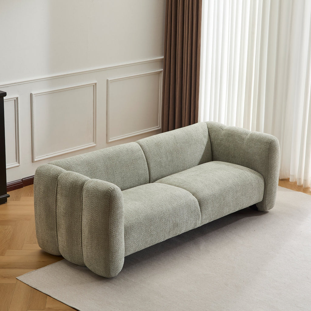 83" 3-Seater Sofa with Wave Design – Light Fabric