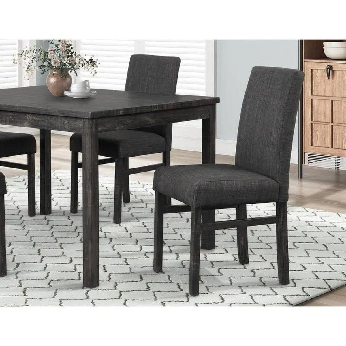 Transitional Upholstered Dining Chair Set with Engineered Wood Frame - Dark Gray or Beige