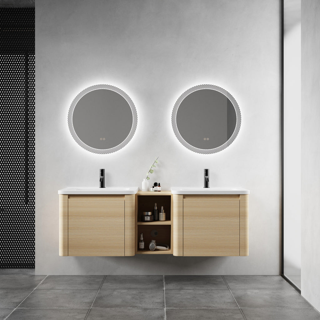 60'' Wall-Mounted Bathroom Vanity with Storage - Plywood