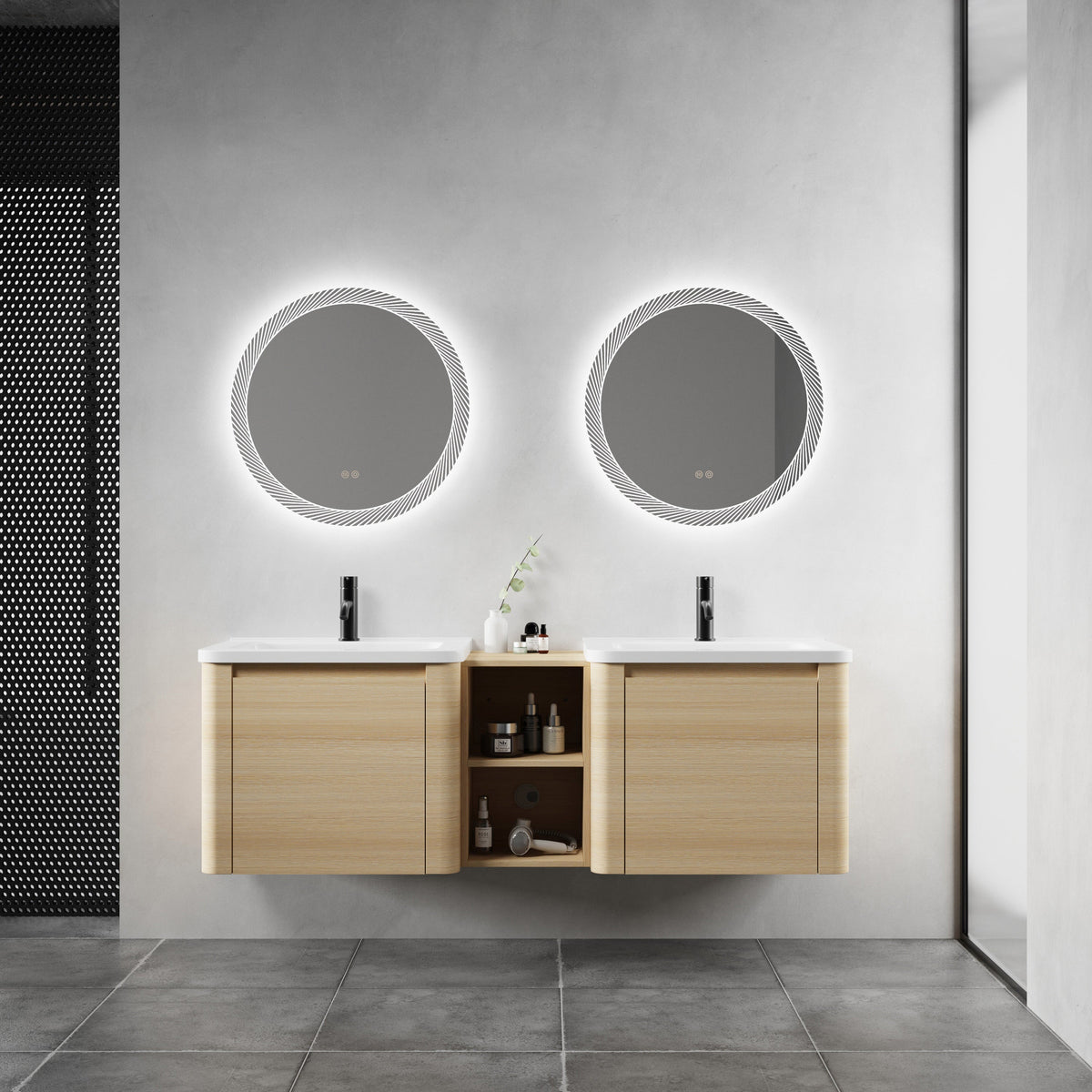 60'' Wall-Mounted Bathroom Vanity with Storage - Plywood