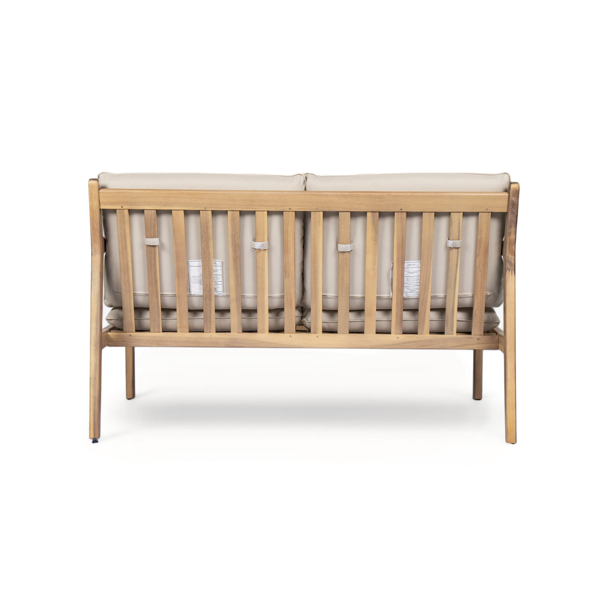 Outdoor Acacia Wood Loveseat with Coffee Table - Light Teak Frame