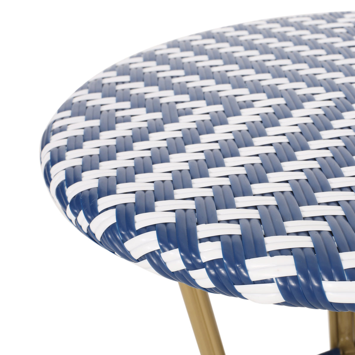 French Bistro Table with Aluminum Frame and Rattan Weave - Natural