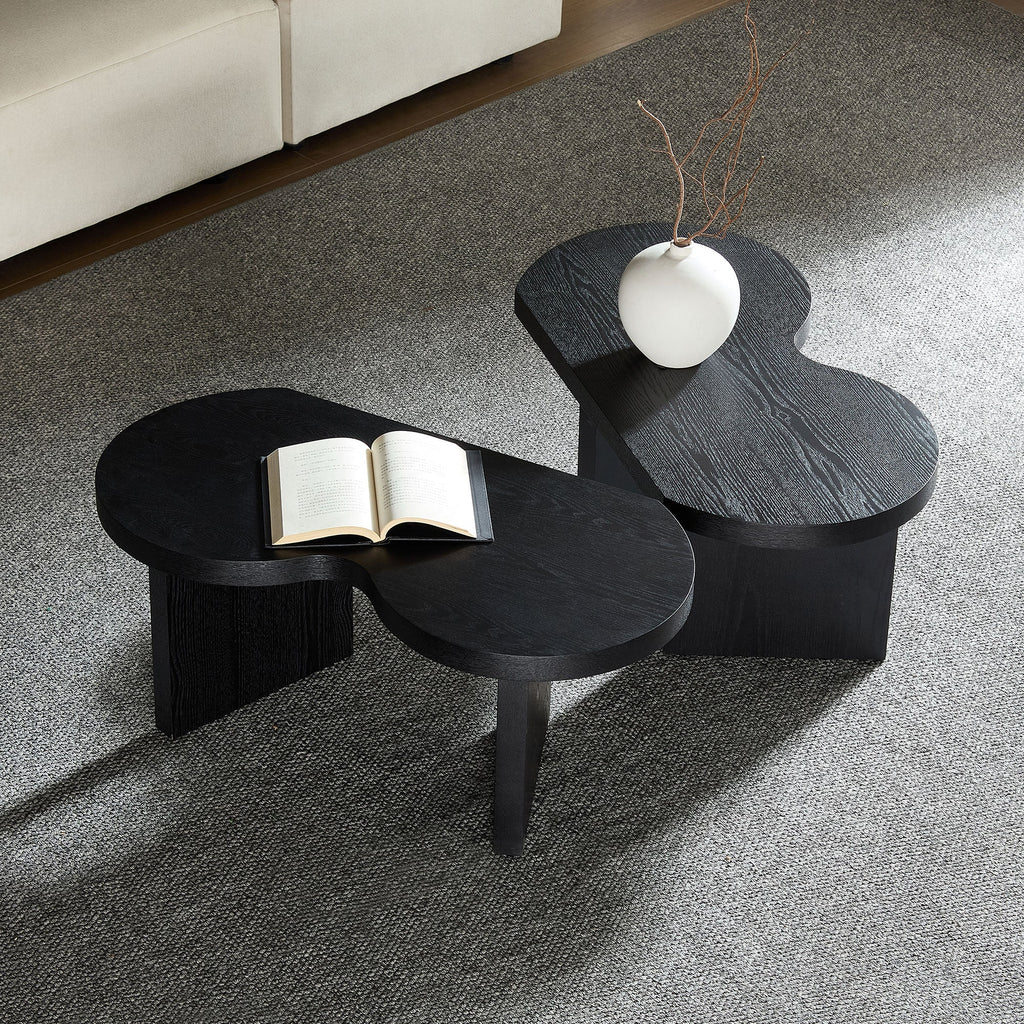 Modern Butterfly MDF Coffee Table with Unique Shape - Black