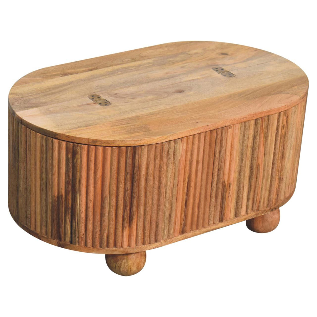 Solid Wood Soba Ball Lid-Up Coffee Table with Discreet Storage - Natural Oak-ish