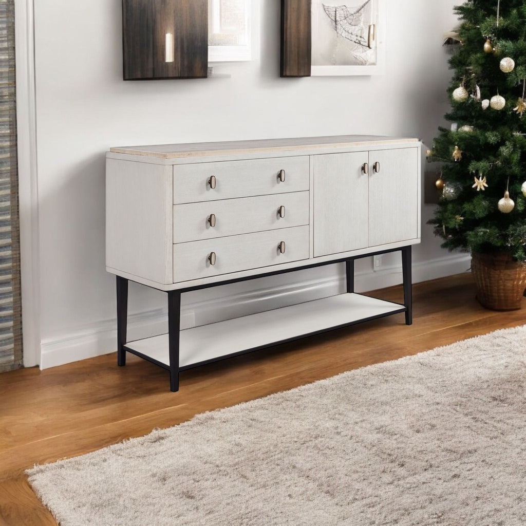White Server With Base with Power Access - 60" W x 18" D x 37" H