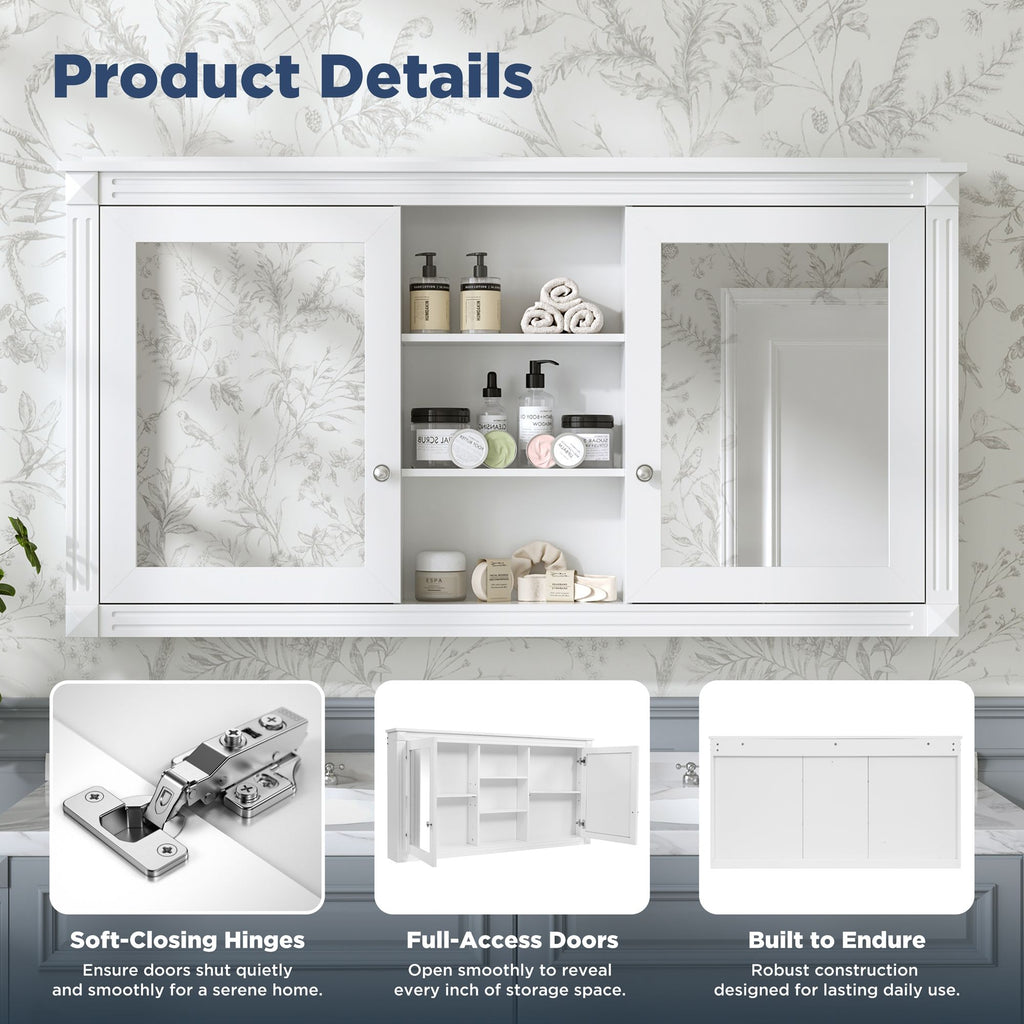 Modern Wall-Mount 2 In 1 Mirror Cabinet