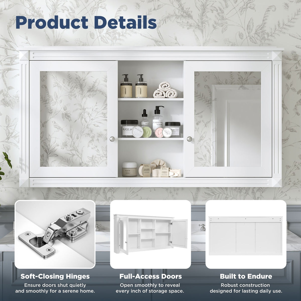 Modern Wall-Mount 2 In 1 Mirror Cabinet