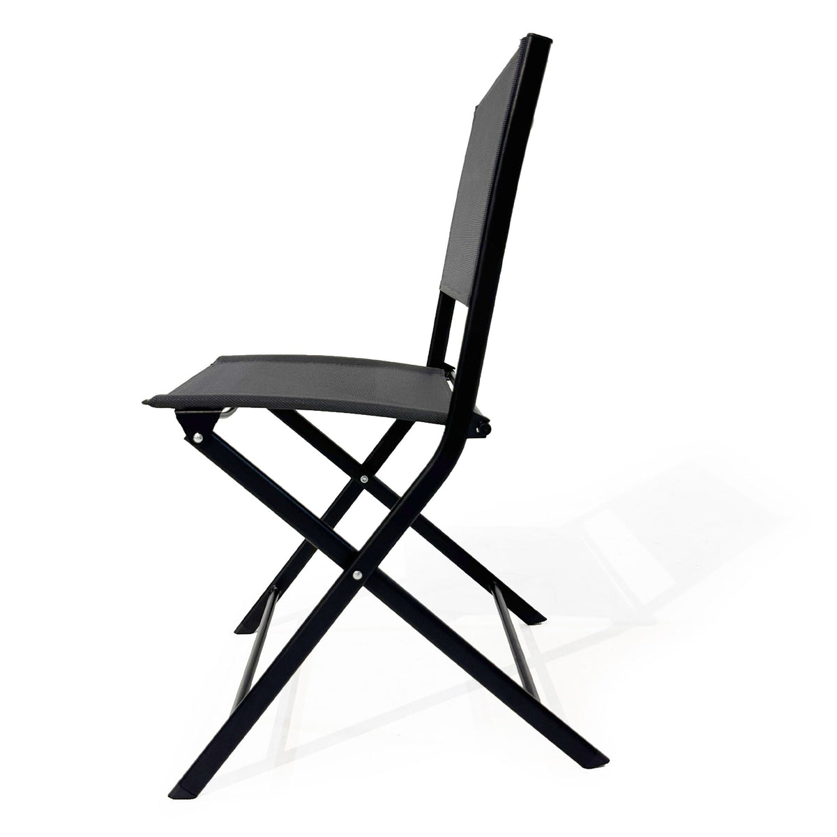 3 Piece Patio Bistro Set with Foldable Table and Chairs - Black