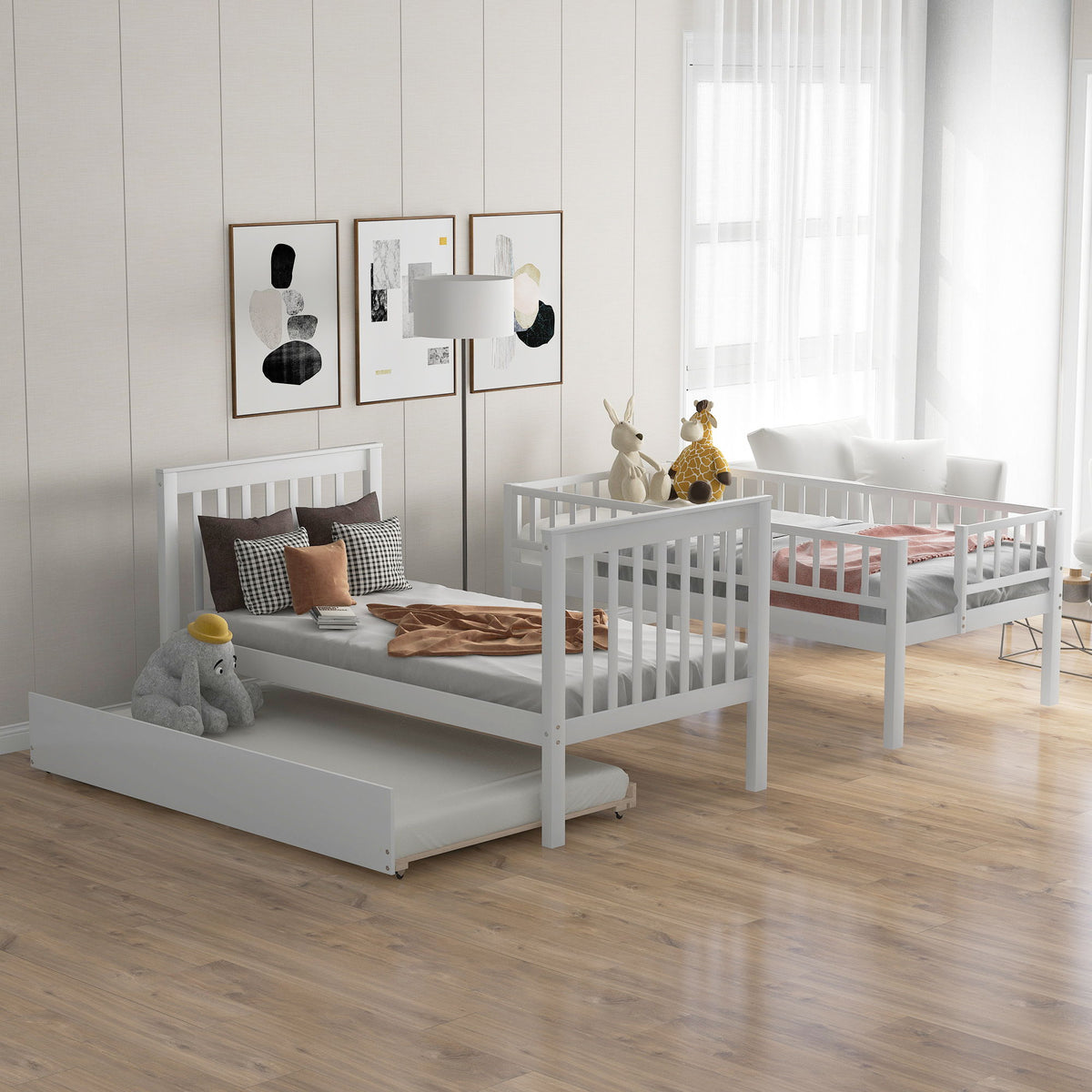 Bunk Bed with Staircase and Storage Options - Dark Gray or White