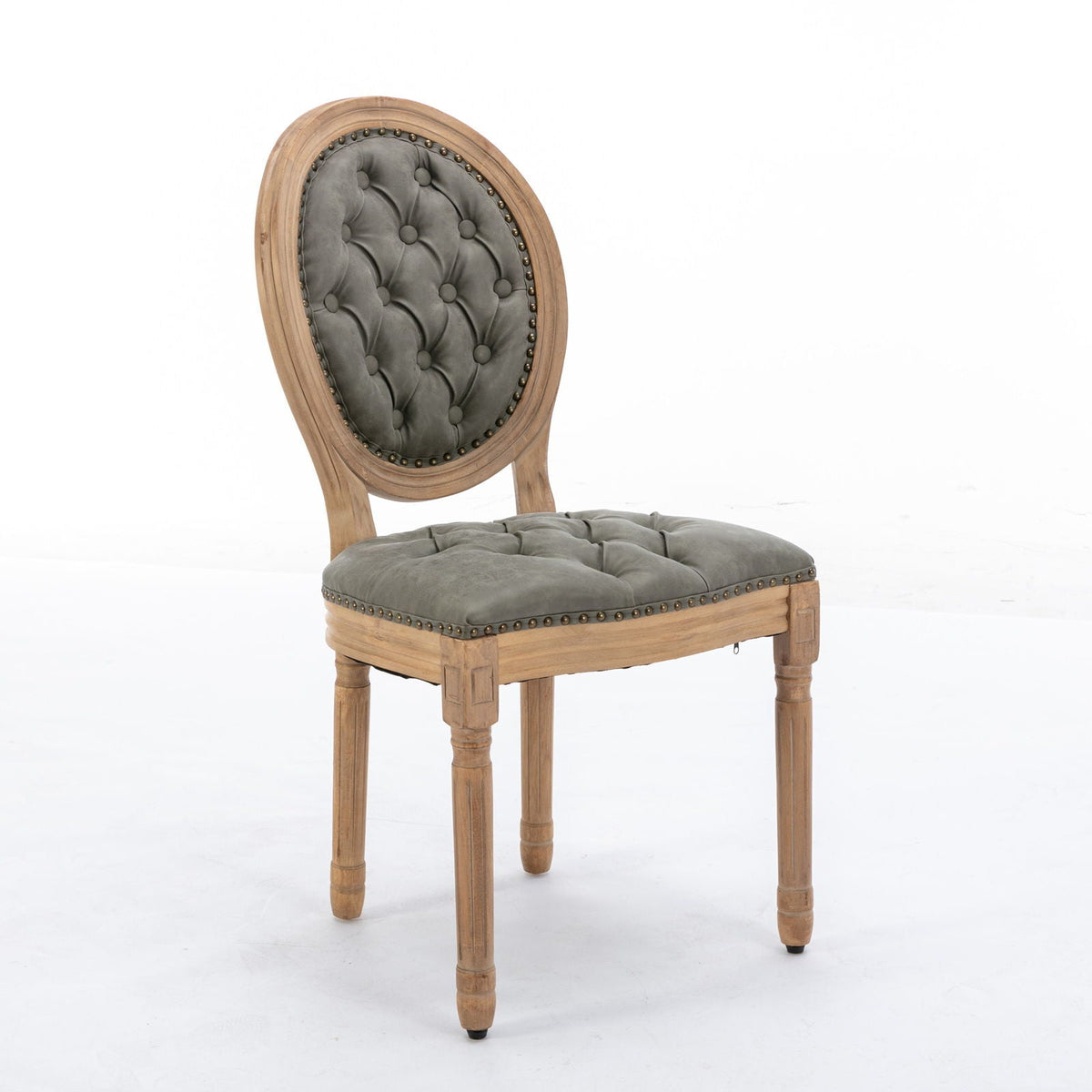 French Style Solid Wood Dining Chair with Nailhead Trim - Multiple Colors