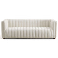 Mid-Century Modern Boucle Couch with Tight Back - Beige