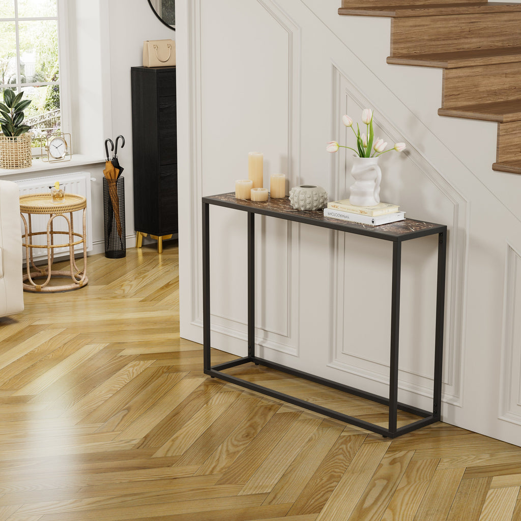 Narrow Console Table with Slim Profile - Solid Wood