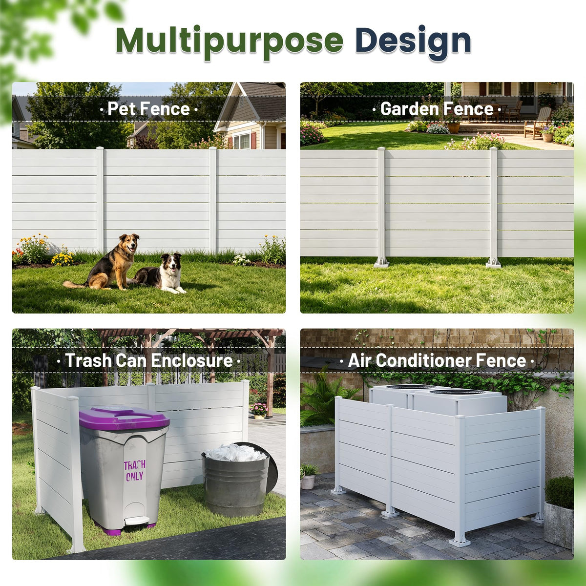 Outdoor Privacy Screen with Aluminum Posts - All-Weather Vinyl, White
