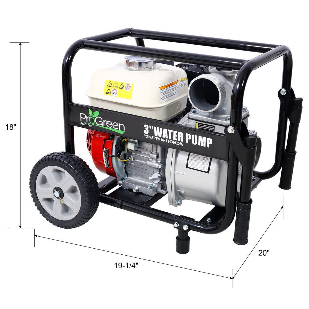 Honda GX160 Engine Water Pump 3" with Accessories Kit and Handle Wheel Kit - Black/Red