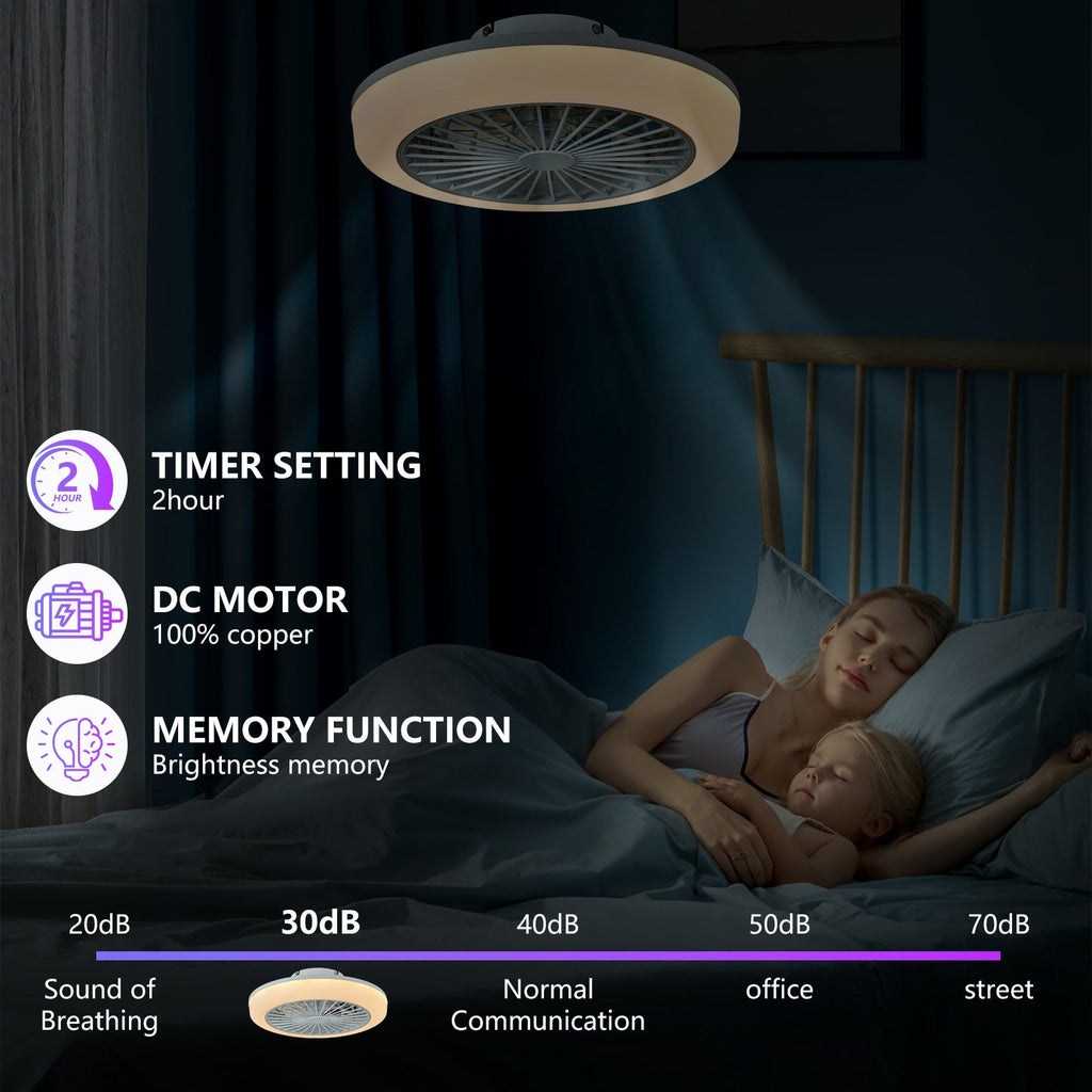18 Inch Ceiling Fan with RGB Light and Remote Control - White