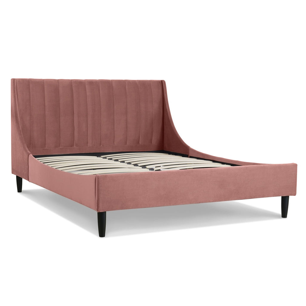 Vertical Tufted Modern Headboard Platform Bed Set with Upholstered Finish - Multiple Colors
