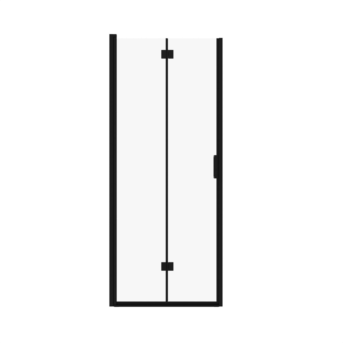 Semi Frameless Bifold Pivot Shower Door with Reversible Installation - Black