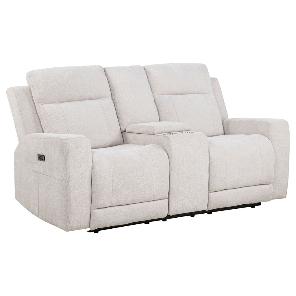 Kennett Chenille Upholstered Power Reclining Loveseat Ivory