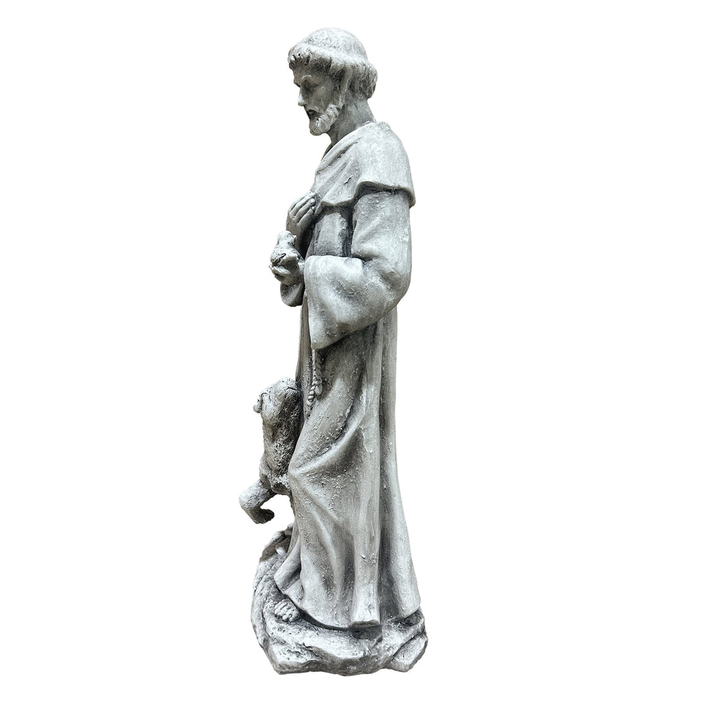 Magnesium Oxide Saint Statue with Lamb - Weatherproof Religious Sculpture