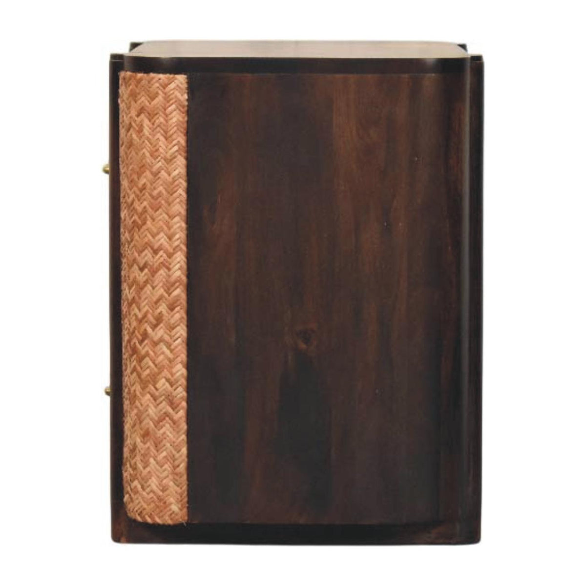 Solid Wood Nightstand with Cane Front Drawers - Natural Finish