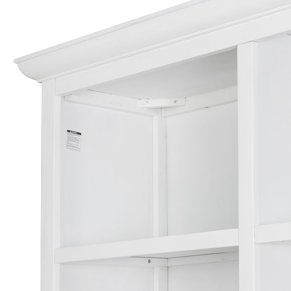 French Country Wood Cabinet Bookcase with Solid Acacia Construction - Light Brown or White