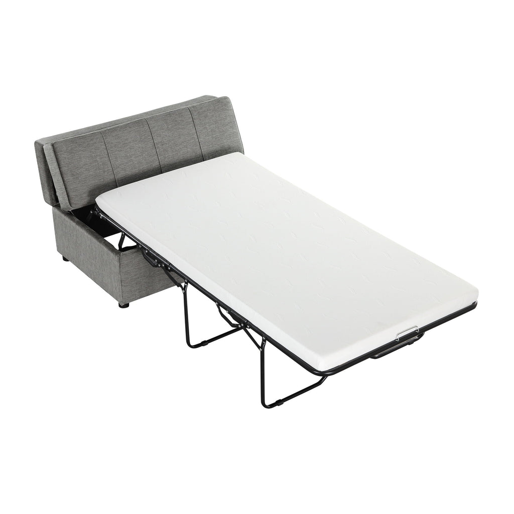 Twin Size Folding Ottoman Sleeper Bed with Mattress - Light Brown, Black, Dark Gray, White