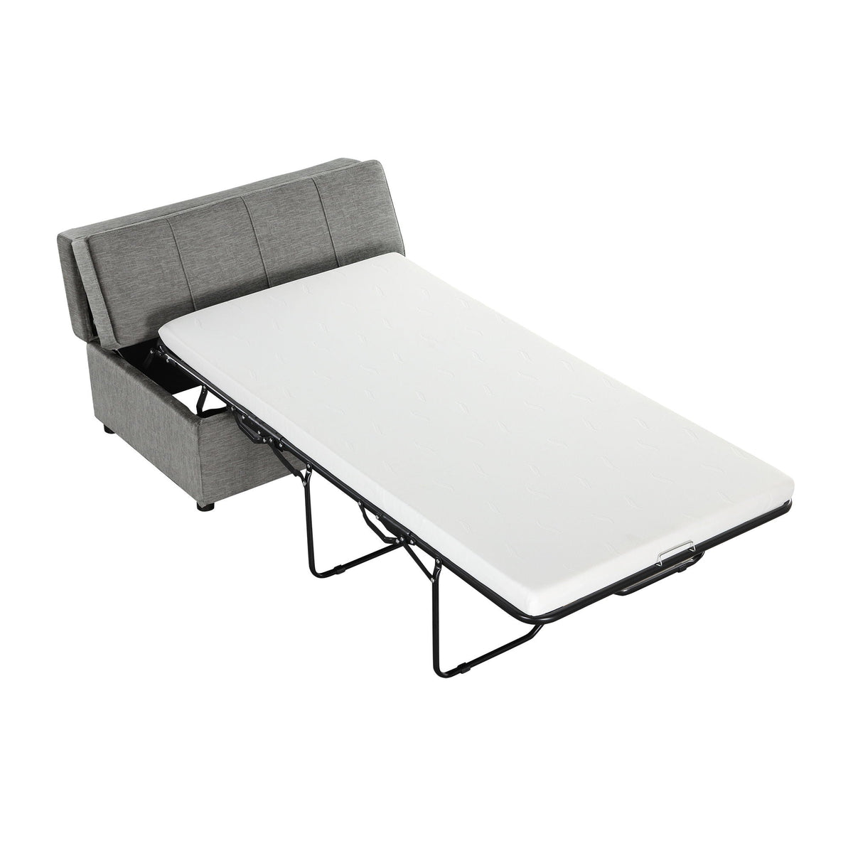 Twin Size Folding Ottoman Sleeper Bed with Mattress - Light Brown, Black, Dark Gray, White