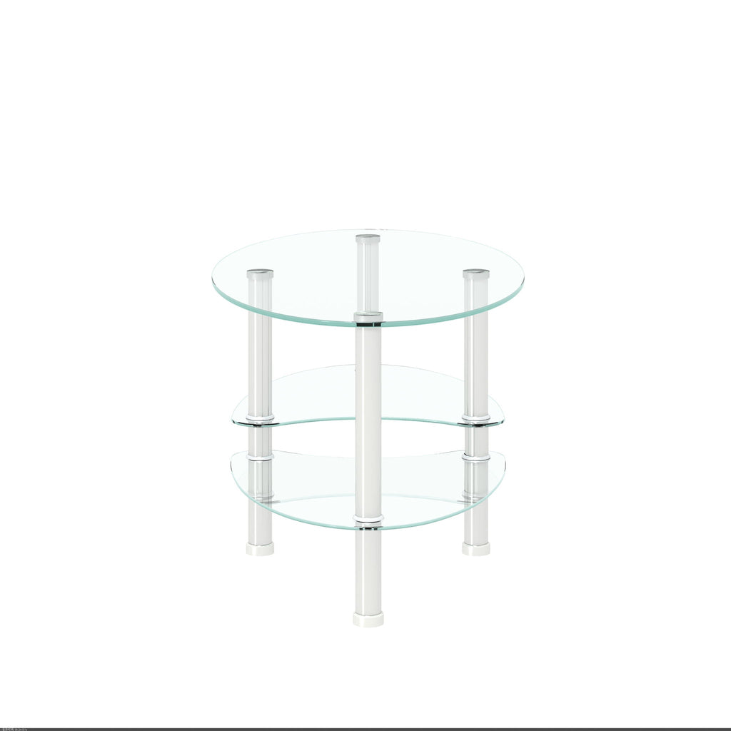 Transparent Oval Glass Coffee Table with 3-Layer Tempered Glass - White or Light Brown