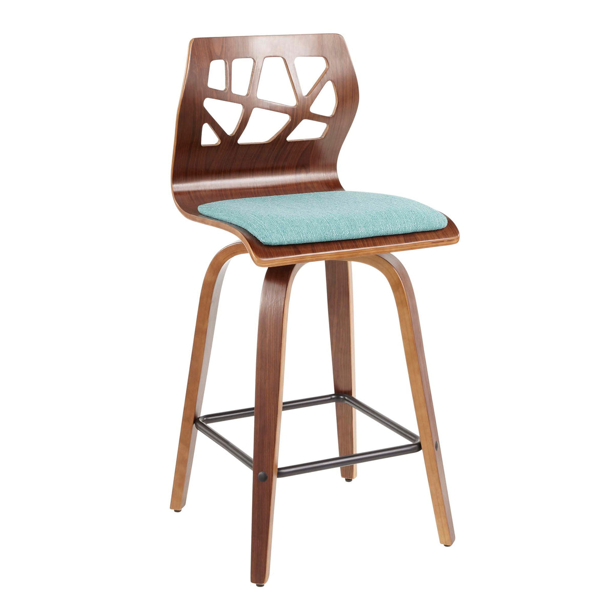 Mid-Century Modern Counter Stool Set with Swivel - Gray or Light Blue
