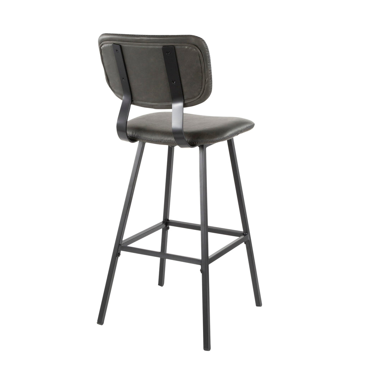 Contemporary Barstool Set with Zig Zag Stitching - Black / Gray