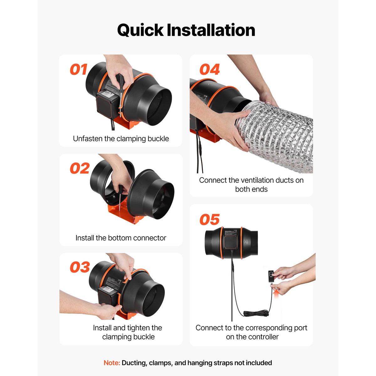 Inline Duct Fan with 402 CFM and 3-Speed Circulation - 6 Inch