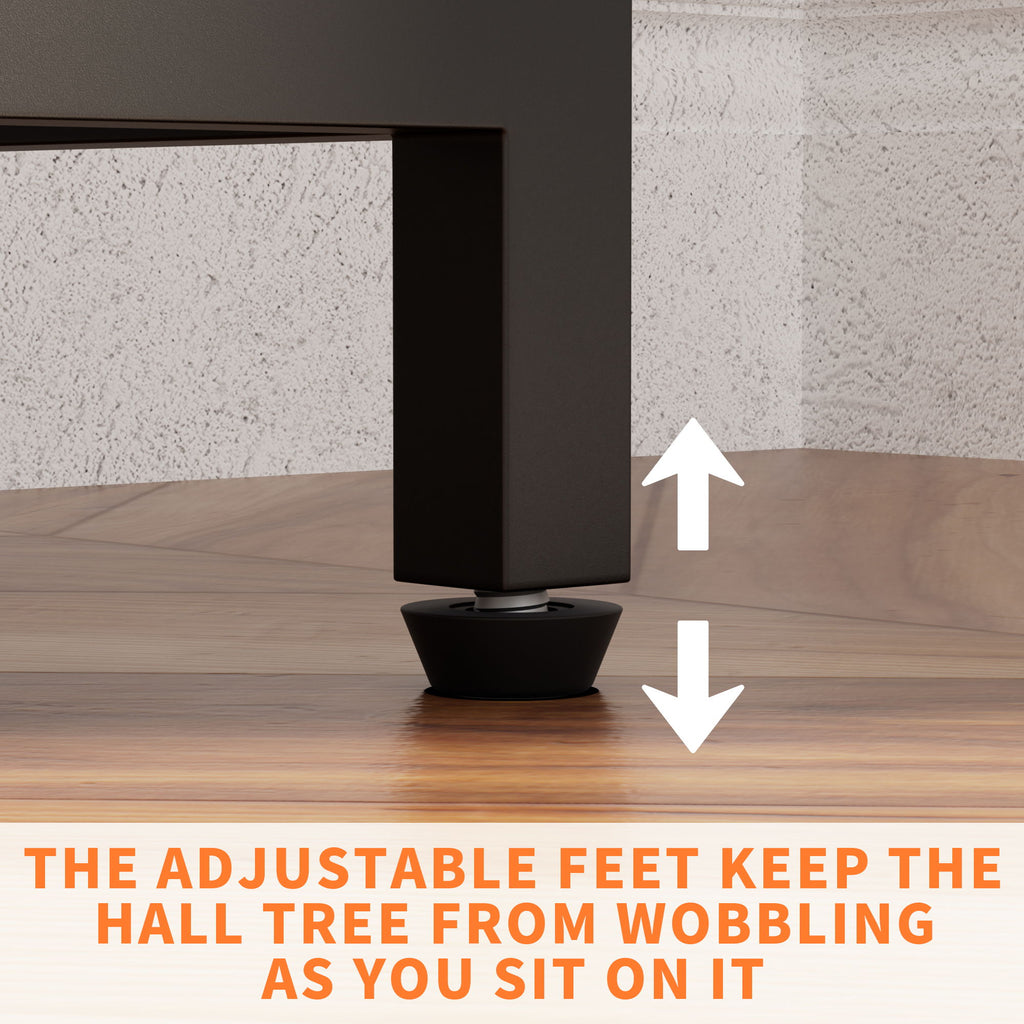 Rustic Brown Hall Tree With 2 Movable Drawers