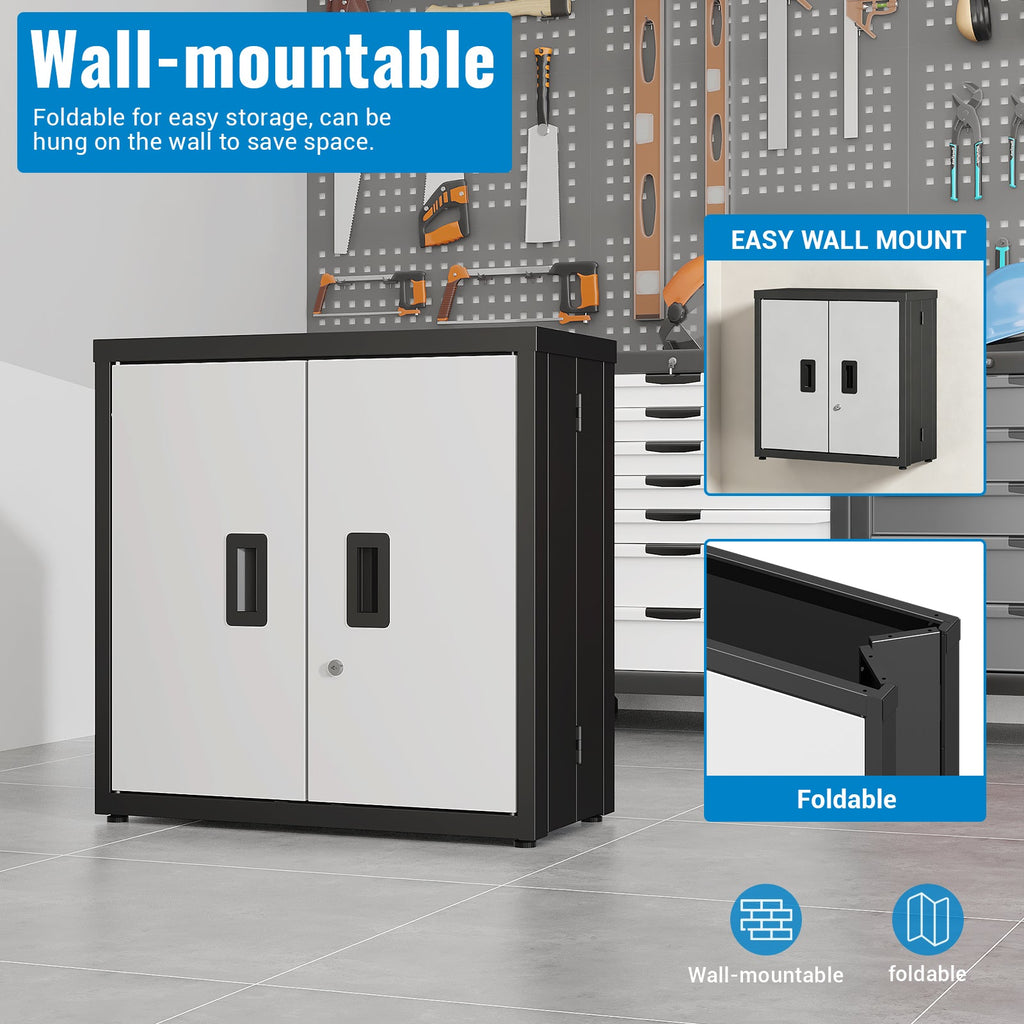 Metal Tool Garage Storage Cabinet with Lock - Steel