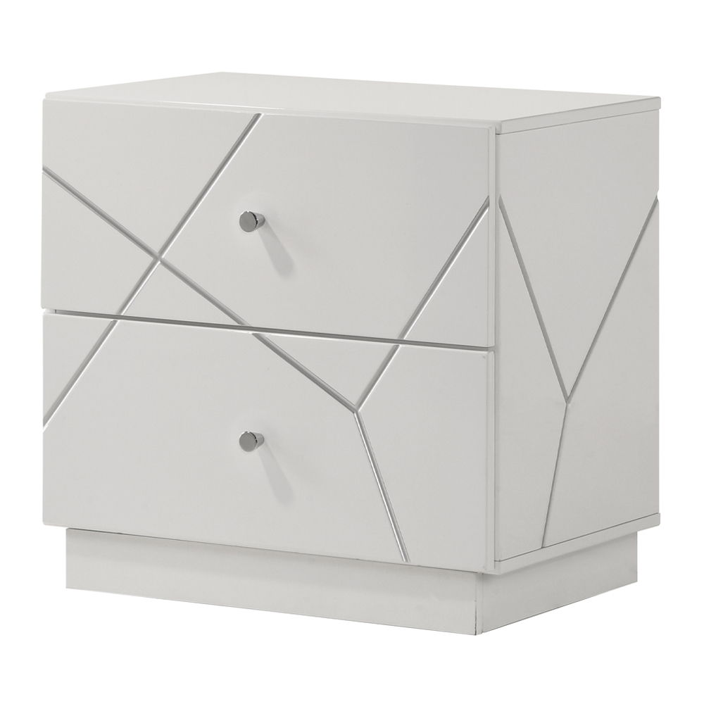 Esther - Nightstand - White / Silver
