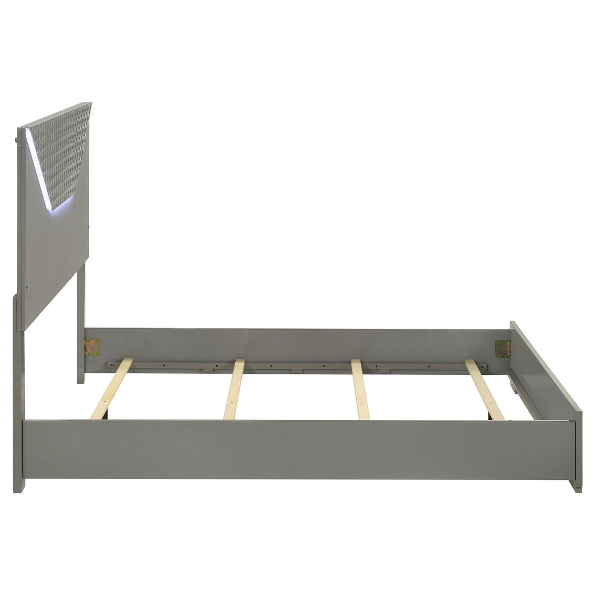 Pierce Panel Bed with LED Headboard - High Gloss Finish - White or Dark Gray