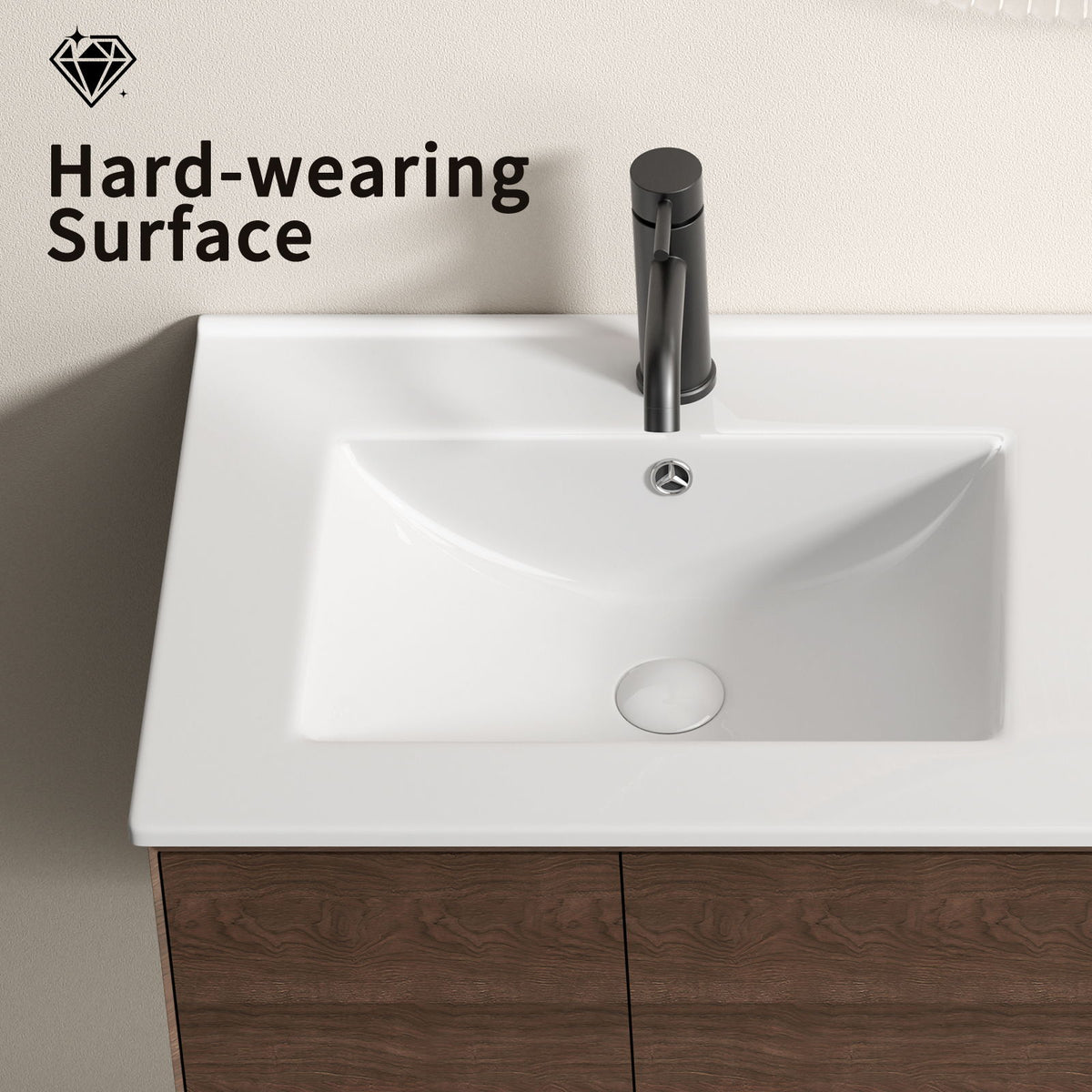 Milk White Bathroom Sink Vanity Top with Thin-Edge Design - 47.64" Wide