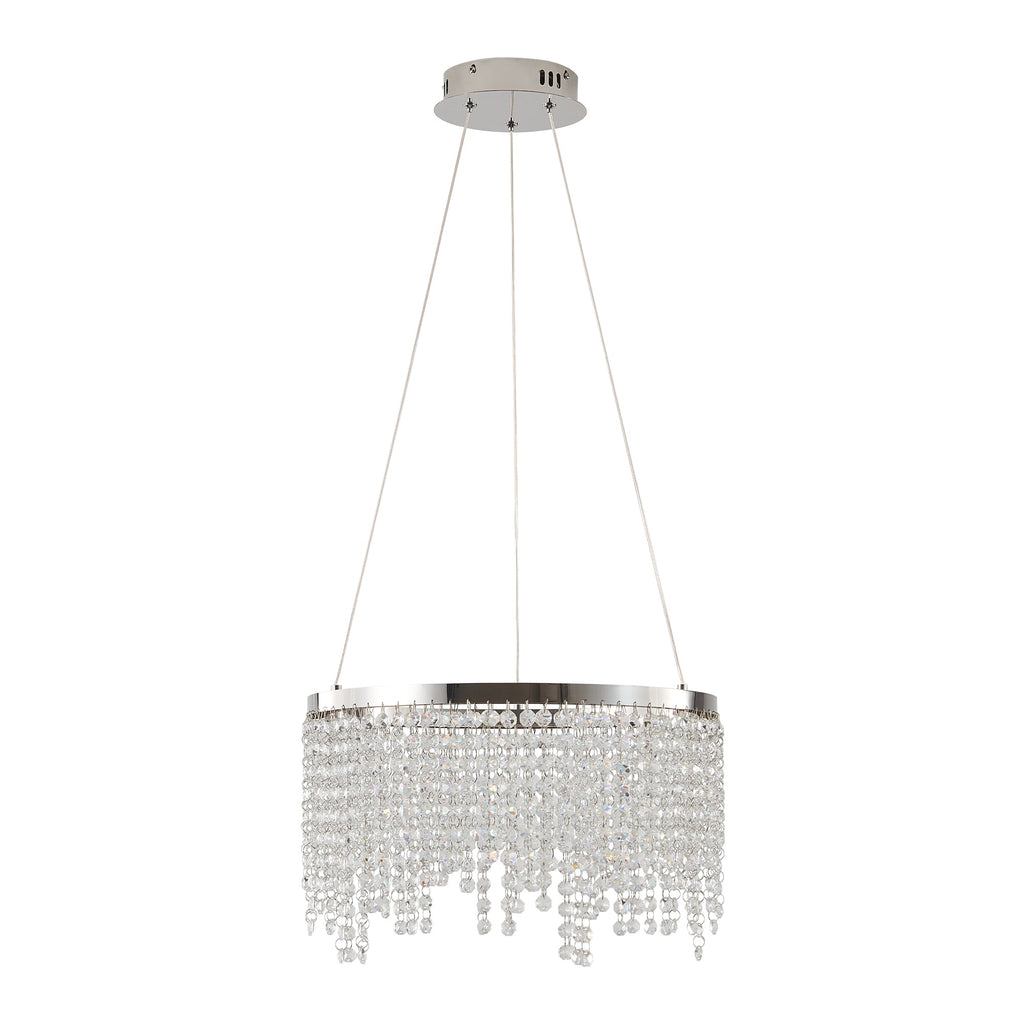 16-Inch Crystal LED Chandelier with Adjustable Height - Chrome/Transparent