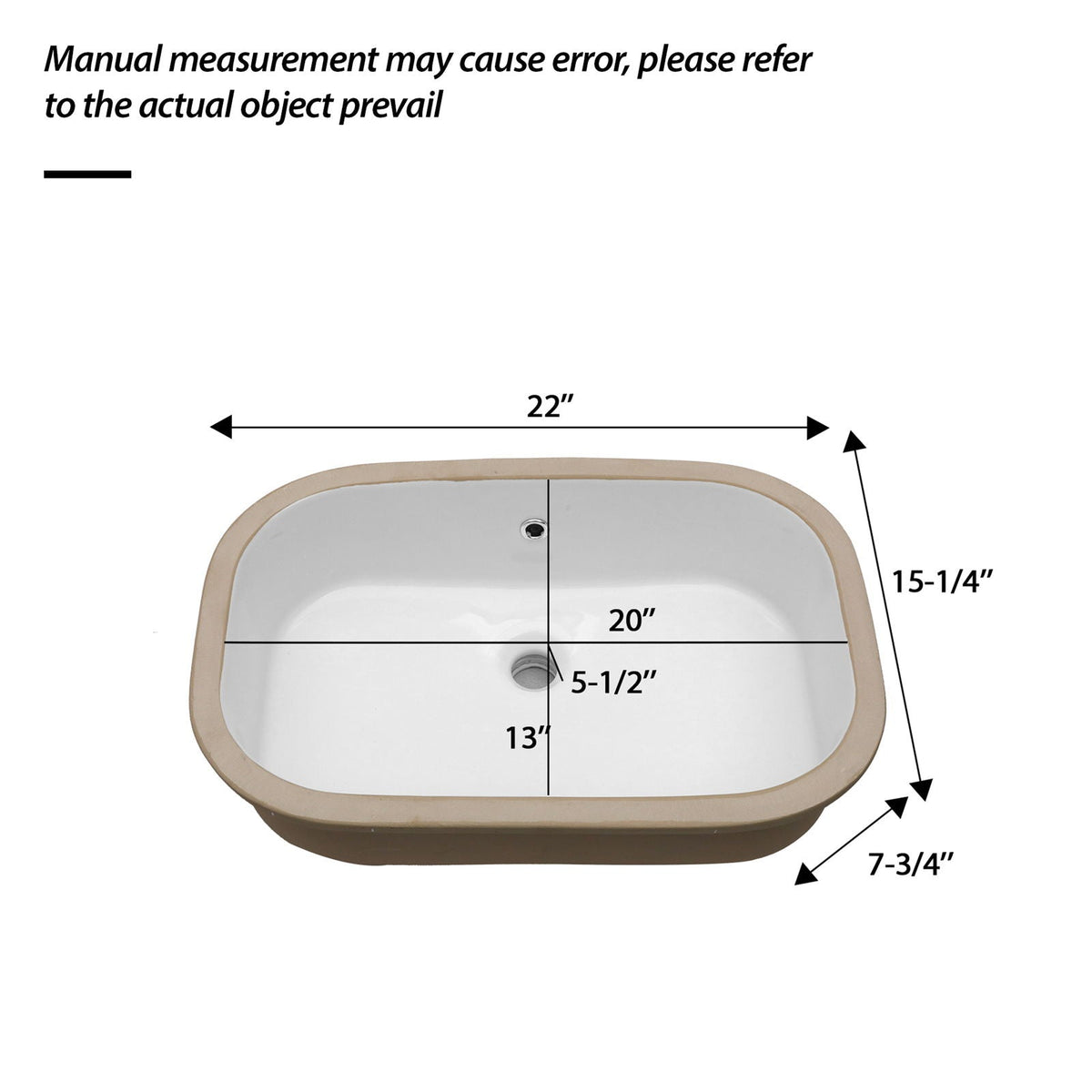 Undermount Bathroom Sink with Overflow - White Ceramic, 22" x 15.25"