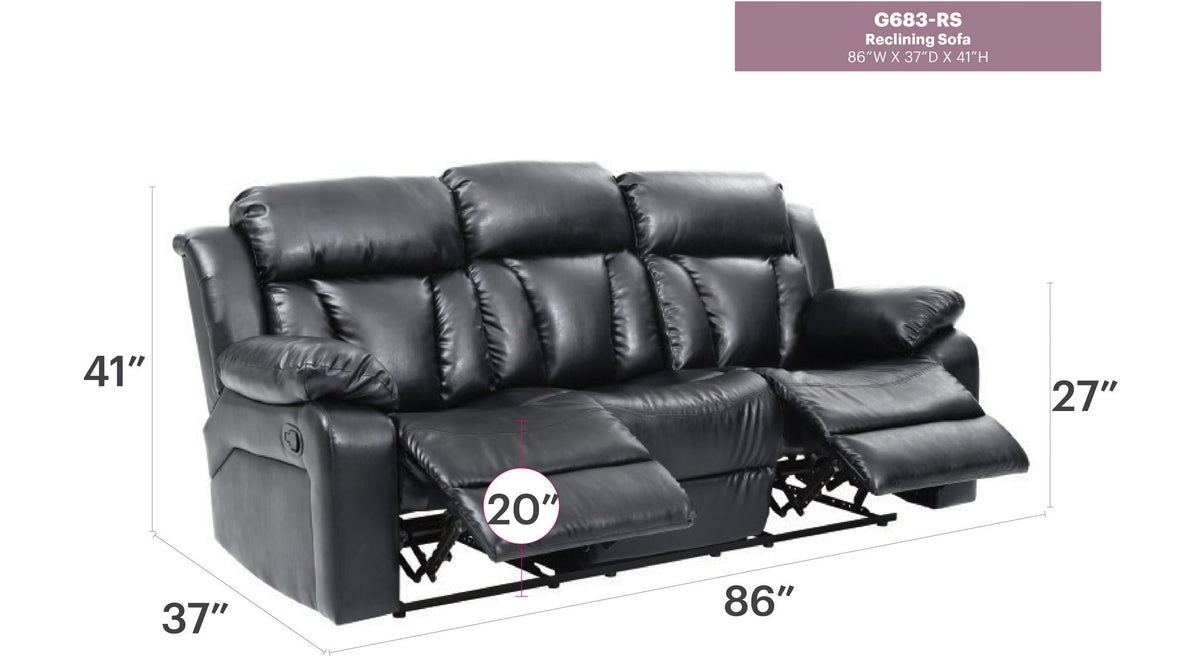 Elegant Reclining Sofa with Sturdy Construction - White, Black, Dark Brown