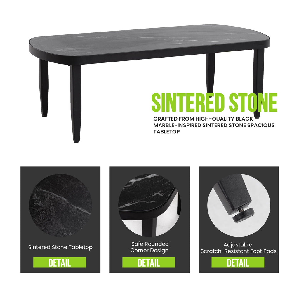 Outdoor Elegance Coffee Table with Rounded Corners – White or Black