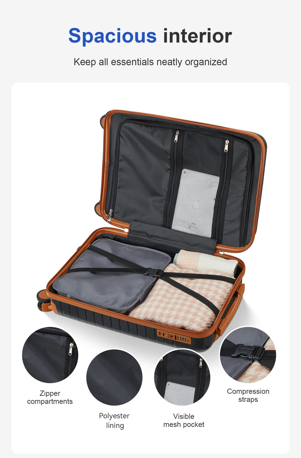 5-Piece Hardside Luggage Set with Spinner Wheels - Polypropylene