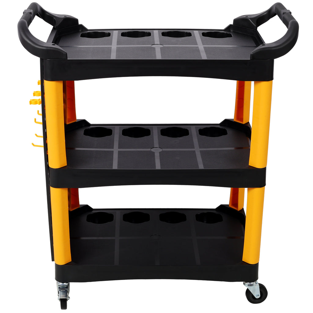 3 Tier Rolling Tool Cart with Wheels - Yellow & Black
